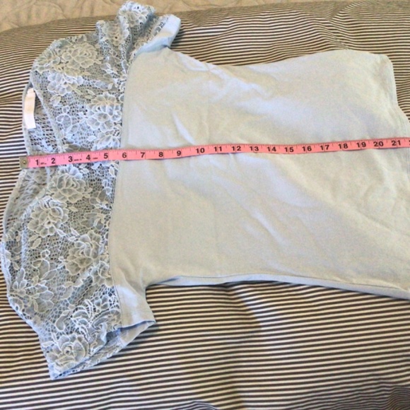 Anne Fontaine Light Blue Lace Short Sleeve Top - Picture 11 of 12